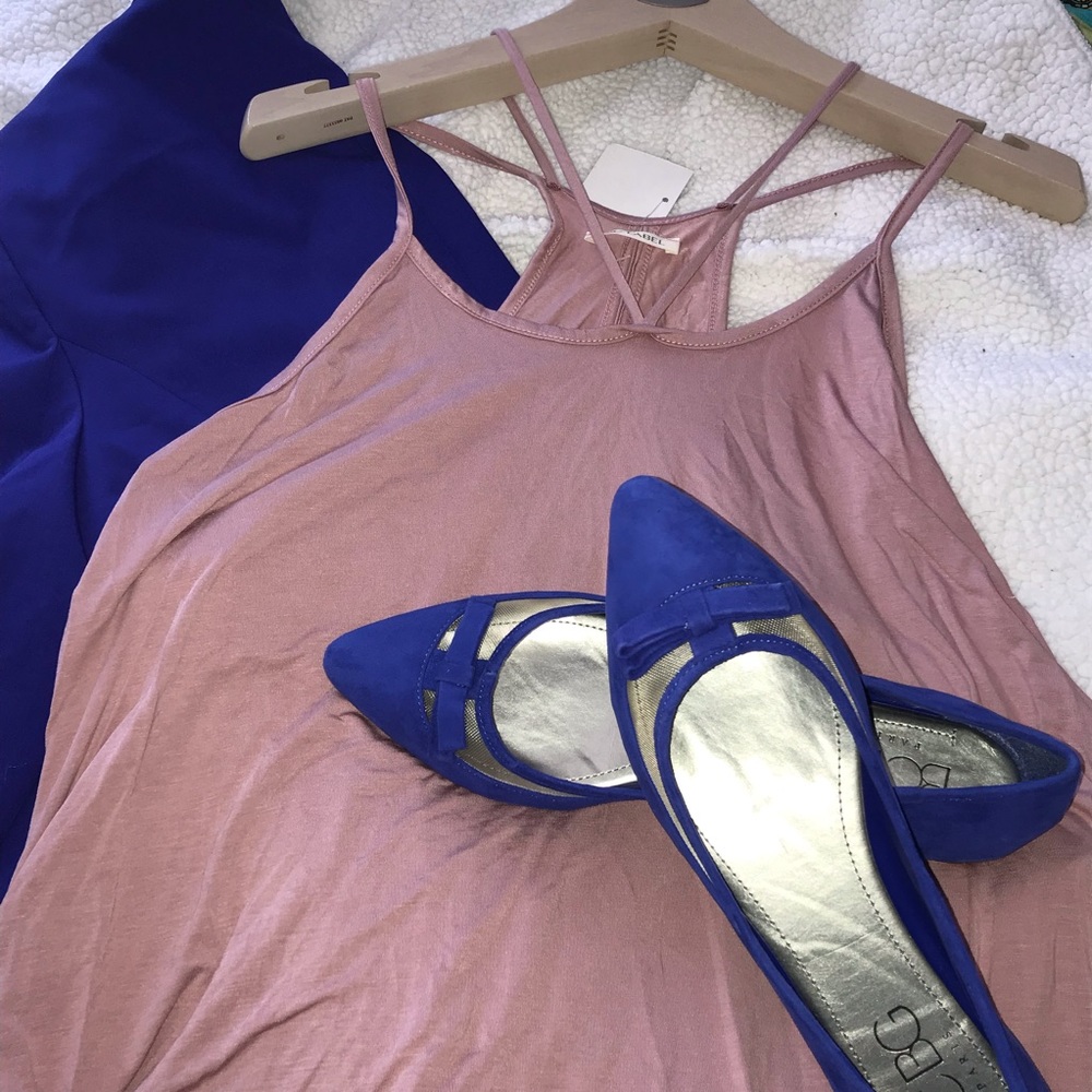 Razorback X Shape Sleeveless Top Dusty Pink